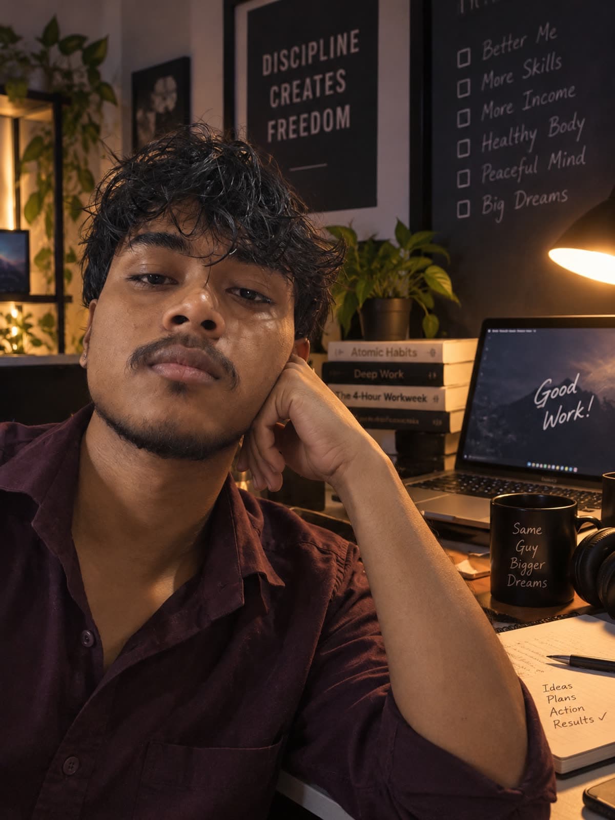 Abhi at his desk in Delhi - the engineer behind Pragya Labs